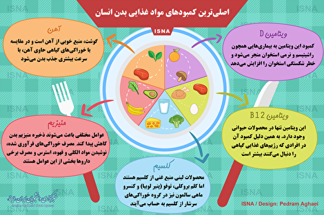 اینفوگرافیک/ اصلی‌ترین کمبودهای مواد غذایی بدن انسان