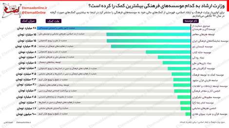 اینفوگرافیک/ وزارت ارشاد به کدام موسسه‌های فرهنگی بیشترین کمک را کرده است؟