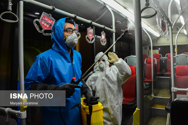 نظافت و ضدعفونی روزانه و مستمر اتوبوس‌های درون شهری تبریز
