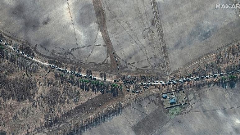 کاروان «۶۴ کیلومتری» نظامی روسیه در نزدیکی کی‌یف