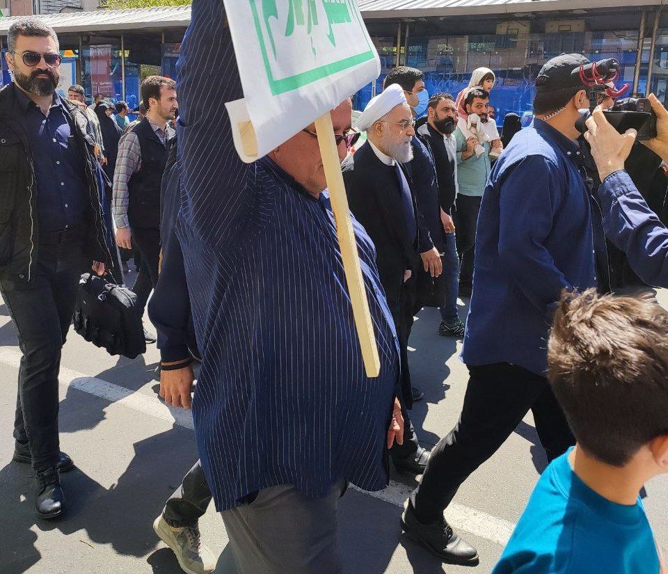 حضور رئیسی و روحانی در راهپیمایی روز قدس +عکس