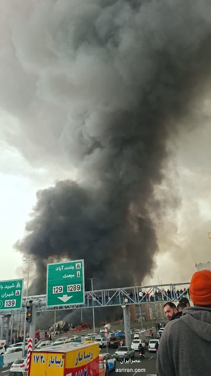 آتش‌سوزی بزرگ در بازارچه جنت‌آباد تهران +عکس و ویدیو