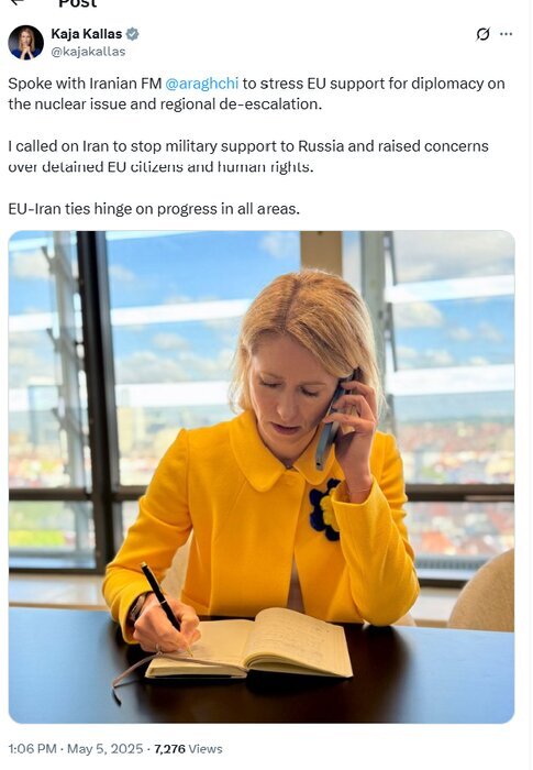 گفتگوی کایا کالاس با عراقچی؛ از ایران خواستم حمایت از روسیه را متوقف کند