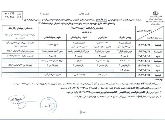 امتحانات نهایی از فردا؛ امکان لو رفتن سوالات وجود ندارد