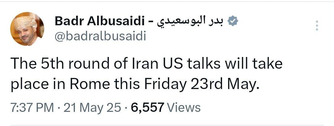 فوری/ زمان دور پنجم مذاکرات ایران و آمریکا اعلام شد فوری/ زمان دور پنجم مذاکرات ایران و آمریکا اعلام شد