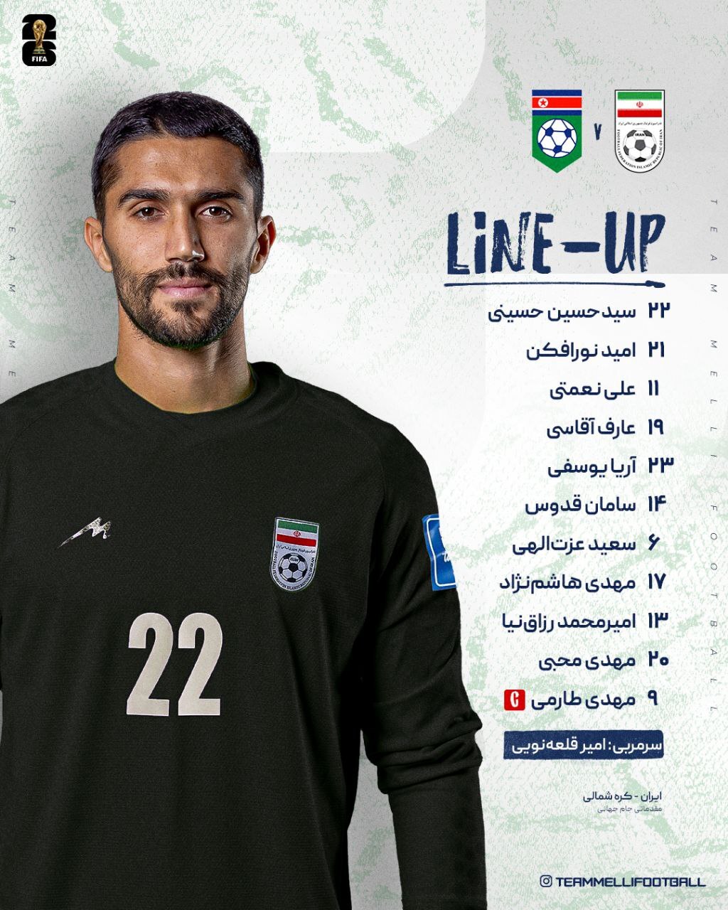 ترکیب تیم‌ملی؛ حسینی برابر کره‌شمالی