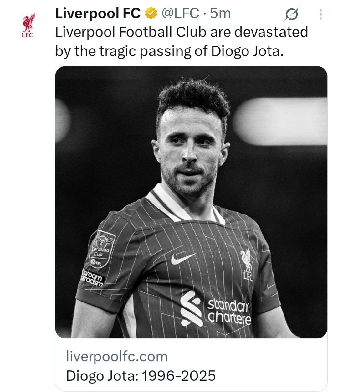 واکنش دنیای فوتبال به خبر تلخ درگذشت «ژوتا»