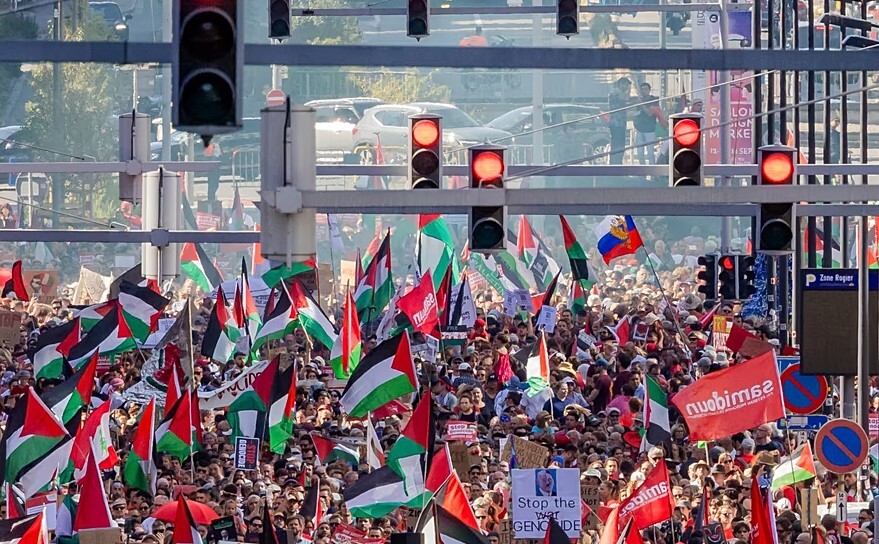راهپیمایی ۷۰ هزار نفری علیه اسرائیل در بروکسل