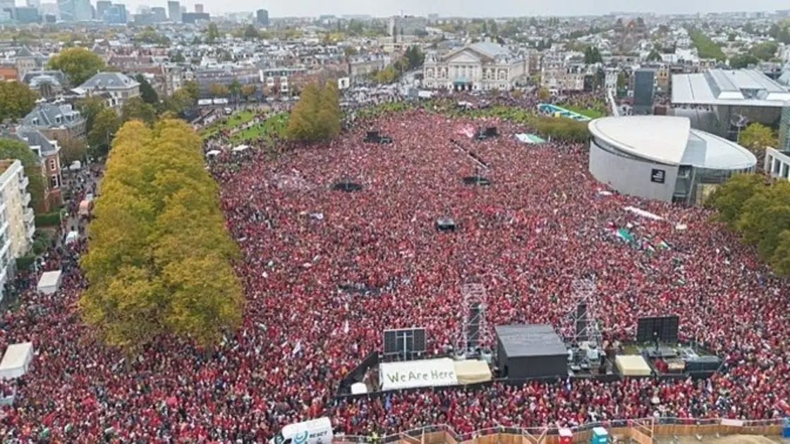 تظاهرات تاریخی در آمستردام علیه جنگ در غزه