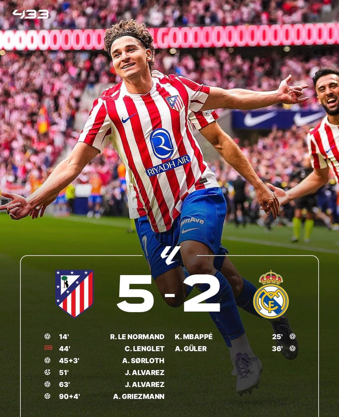 ۷ گل در دربی مادرید؛ تیم آلونسو له شد!