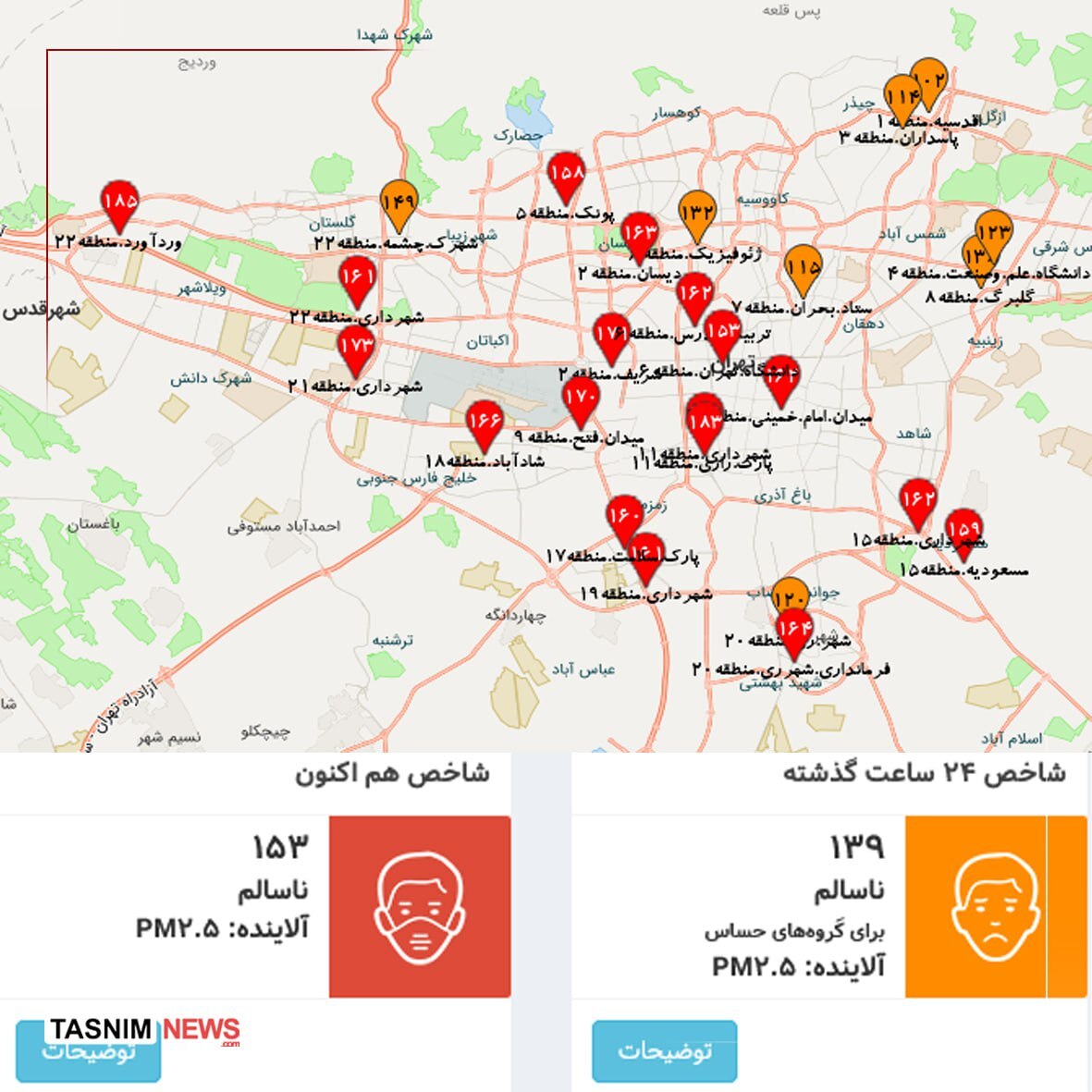 وضعیت هوای پایتخت قرمز شد